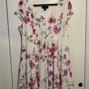 Studio Floral Midi Dress with Pink and Green Accents